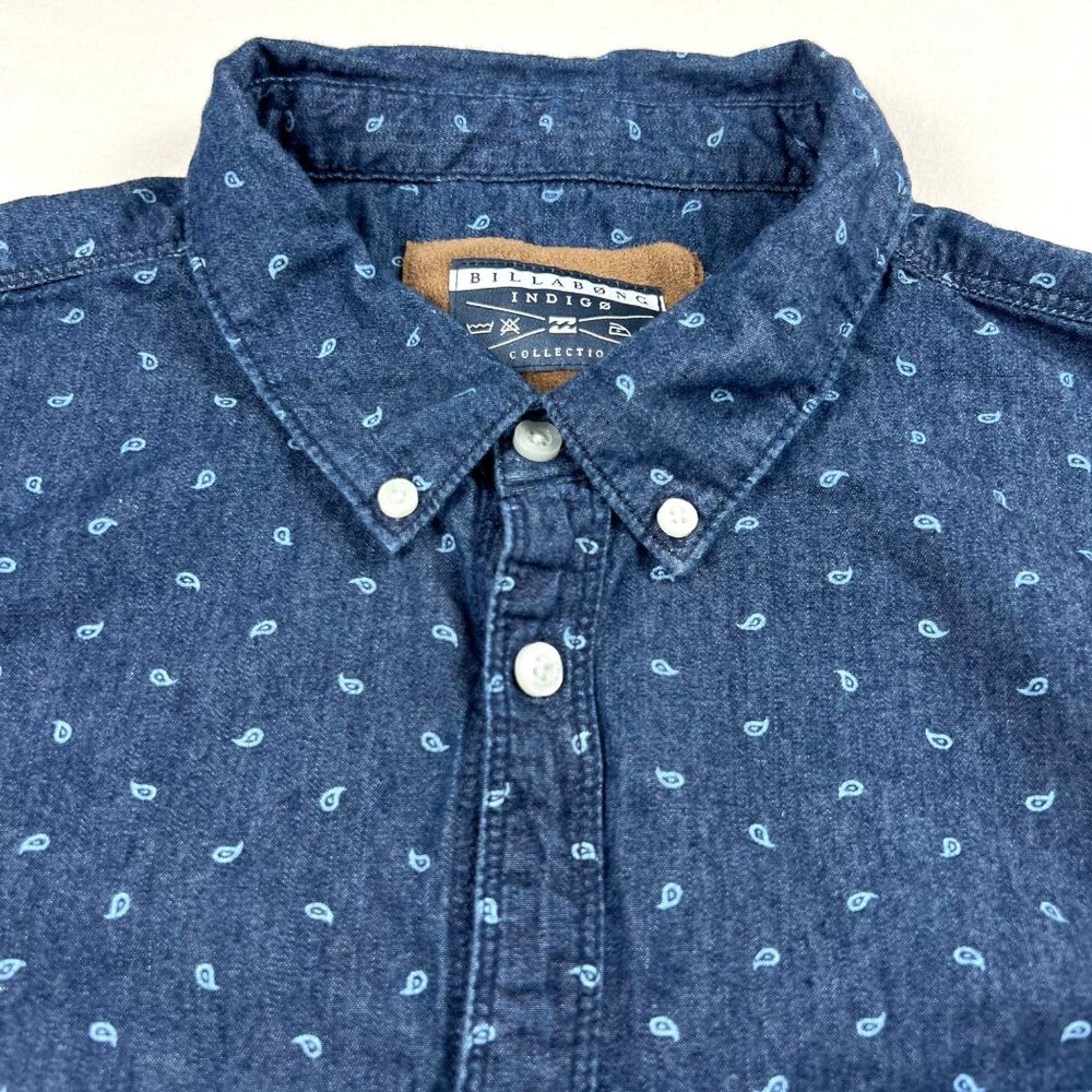 Billabong Indigo Collection XL Mens Button-Up Paisley Shirt Cotton Long Sleeve - Picture 8 of 13